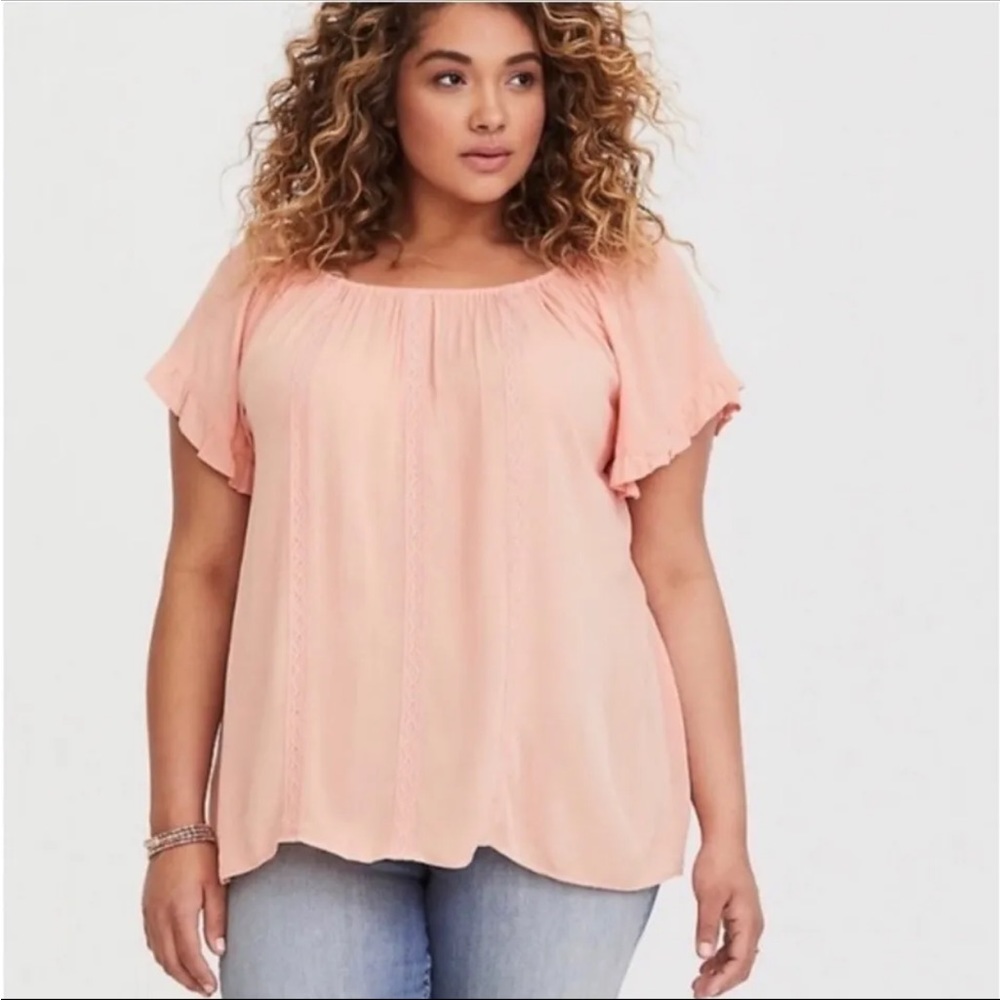 TORRID Short Sleeve Ruffle Sleeve Gauze Blouse Top size 1